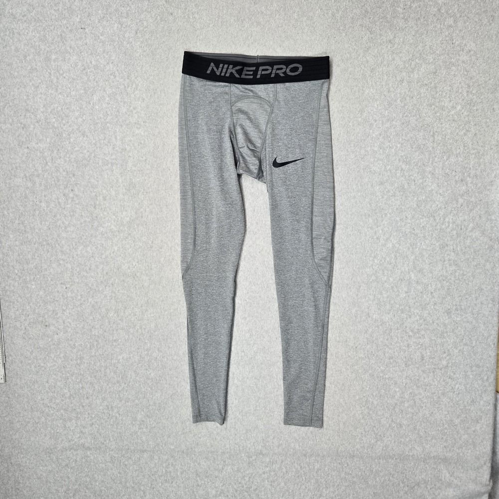 Nike Men Activewear Pants S Gray Running Legging Dri-Fit Nike Pro Compression